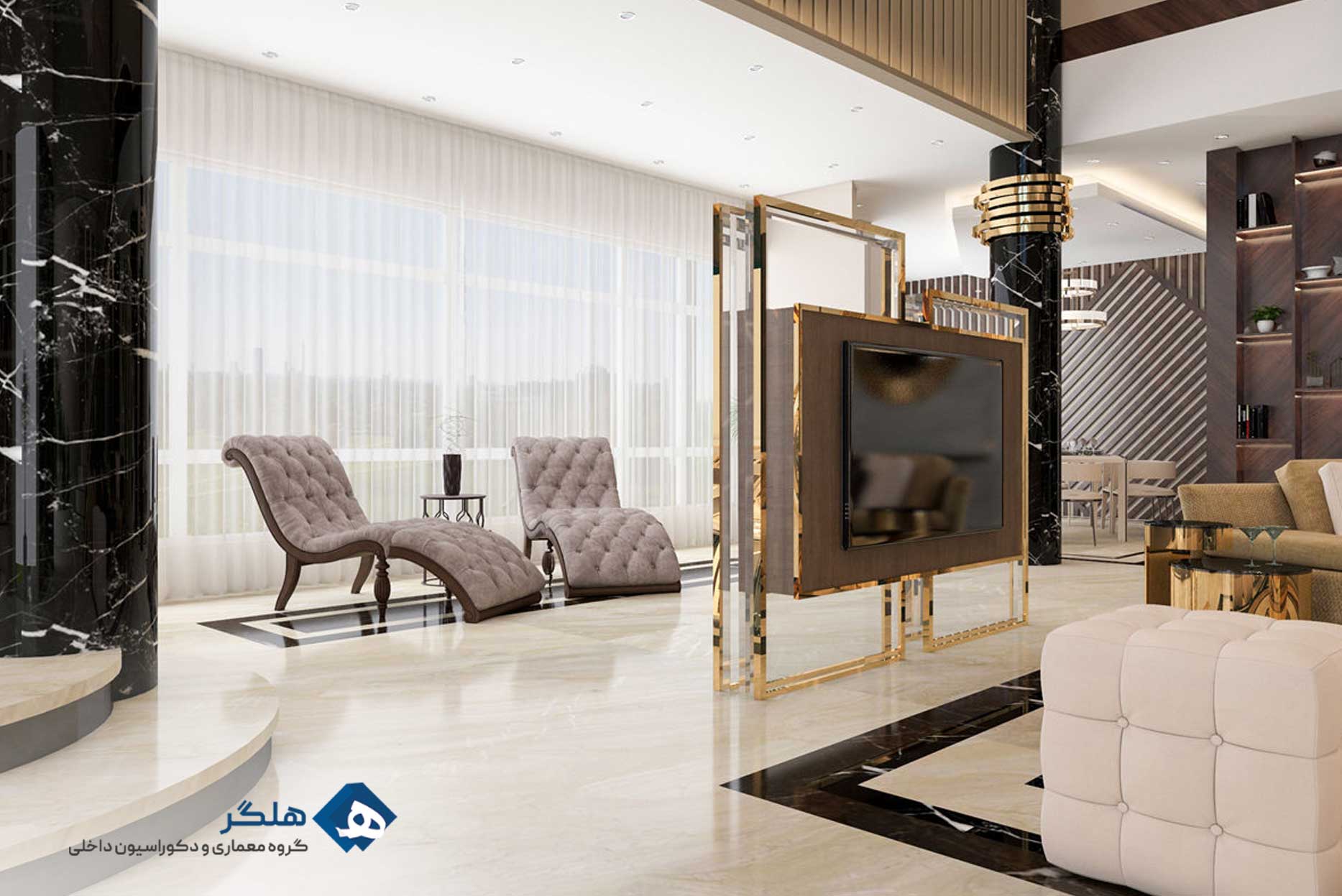 طراحی داخلی ویلای نیوکلاسیک